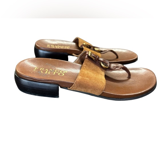 FRANCO SARTO slip on brown leather thong sandals size 8.5 M EUC - Picture 5 of 8